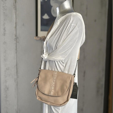 T Shirt Vegan Elegant Beige small Crossbody Bag NWT