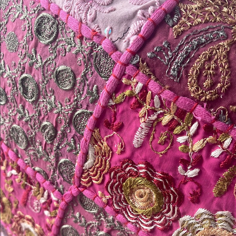 Handmade HD Buttercup Patchwork Pillow Cover - Pink Quilt Square 16x16