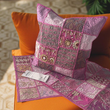 Handmade HD Buttercup Patchwork Pillow Cover - Pink Quilt Square 16x16