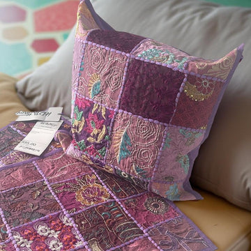 Handmade HD Buttercup Colorful Purple Patchwork Pillow Cover 16x16