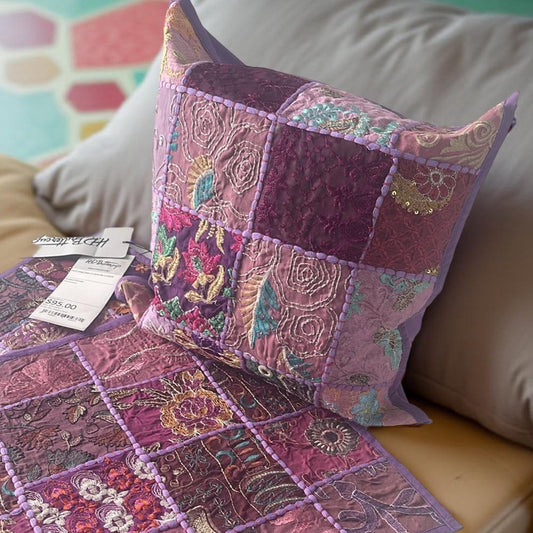 Handmade HD Buttercup Colorful Purple Patchwork Pillow Cover 16x16