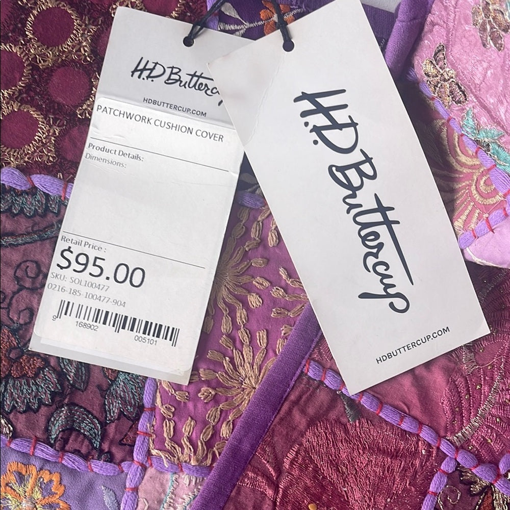 Handmade HD Buttercup Colorful Purple Patchwork Pillow Cover 16x16