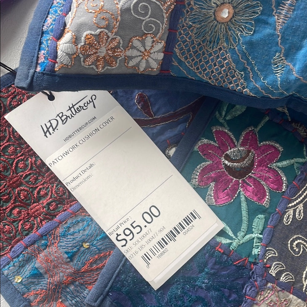 Handmade HD Buttercup Patchwork Embroidered Pillow Case - 16x16