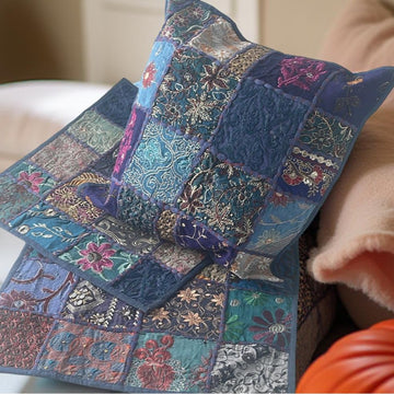 Handmade HD Buttercup Patchwork Embroidered Pillow Case - 16x16