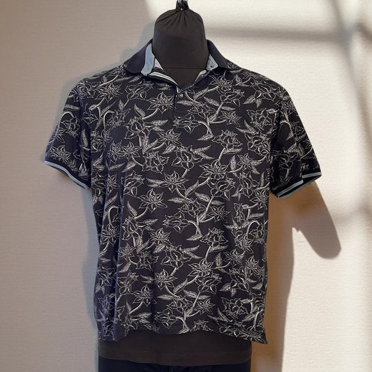 Ted Baker Men's Black Floral Polo Shirt size 6