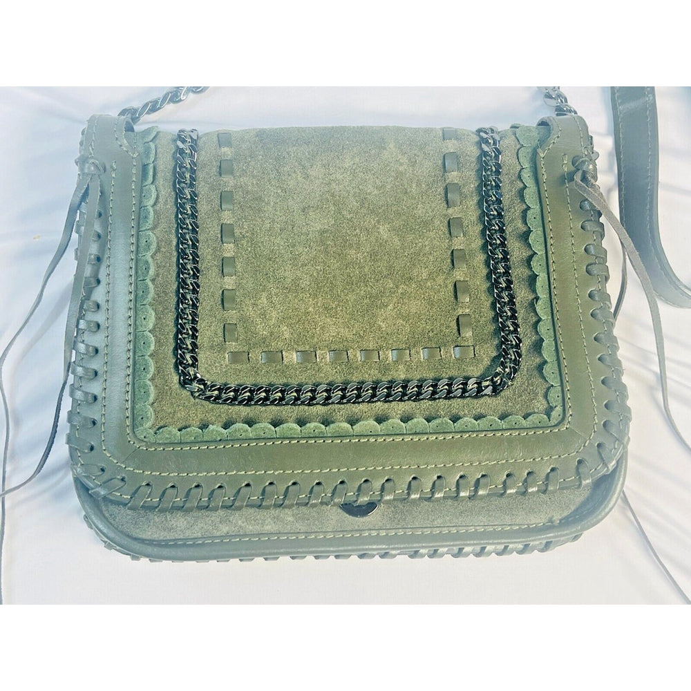 Zara Suede Leather Crossbody Purse - Chain Trim and Crossbody Strap SUPER CLEAN