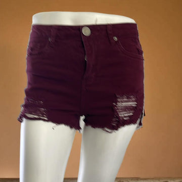 Boom Boom Jeans Distressed Shorts Burgundy size 3