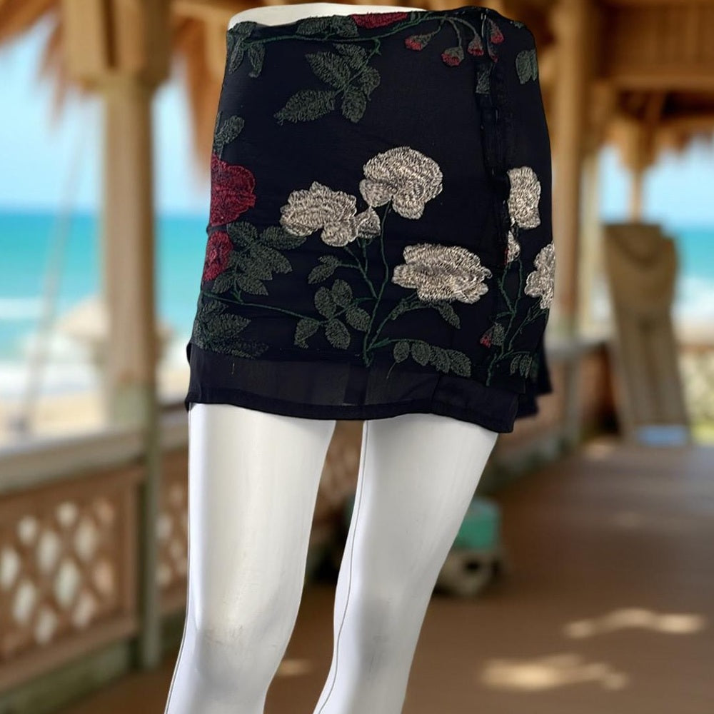 No Brand Floral Embroidered Mini Skirt used