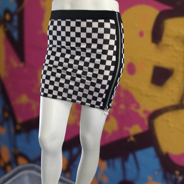 Current Mood Checkered Black and White Small Mini Skirt