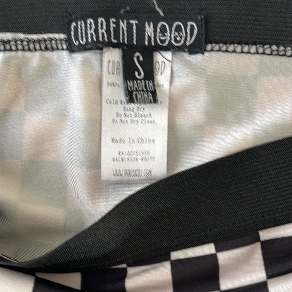 Current Mood Checkered Black and White Small Mini Skirt
