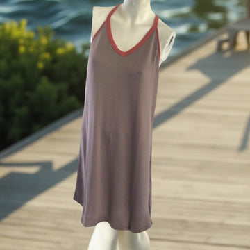 Color Thread Sleeveless summer Dress with Red Trim Size S, M, L