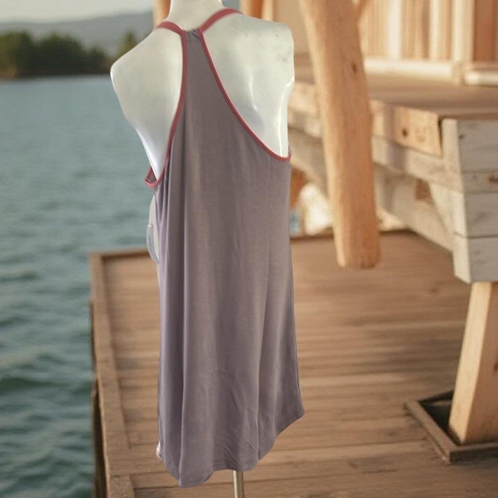 Color Thread Sleeveless summer Dress with Red Trim Size S, M, L