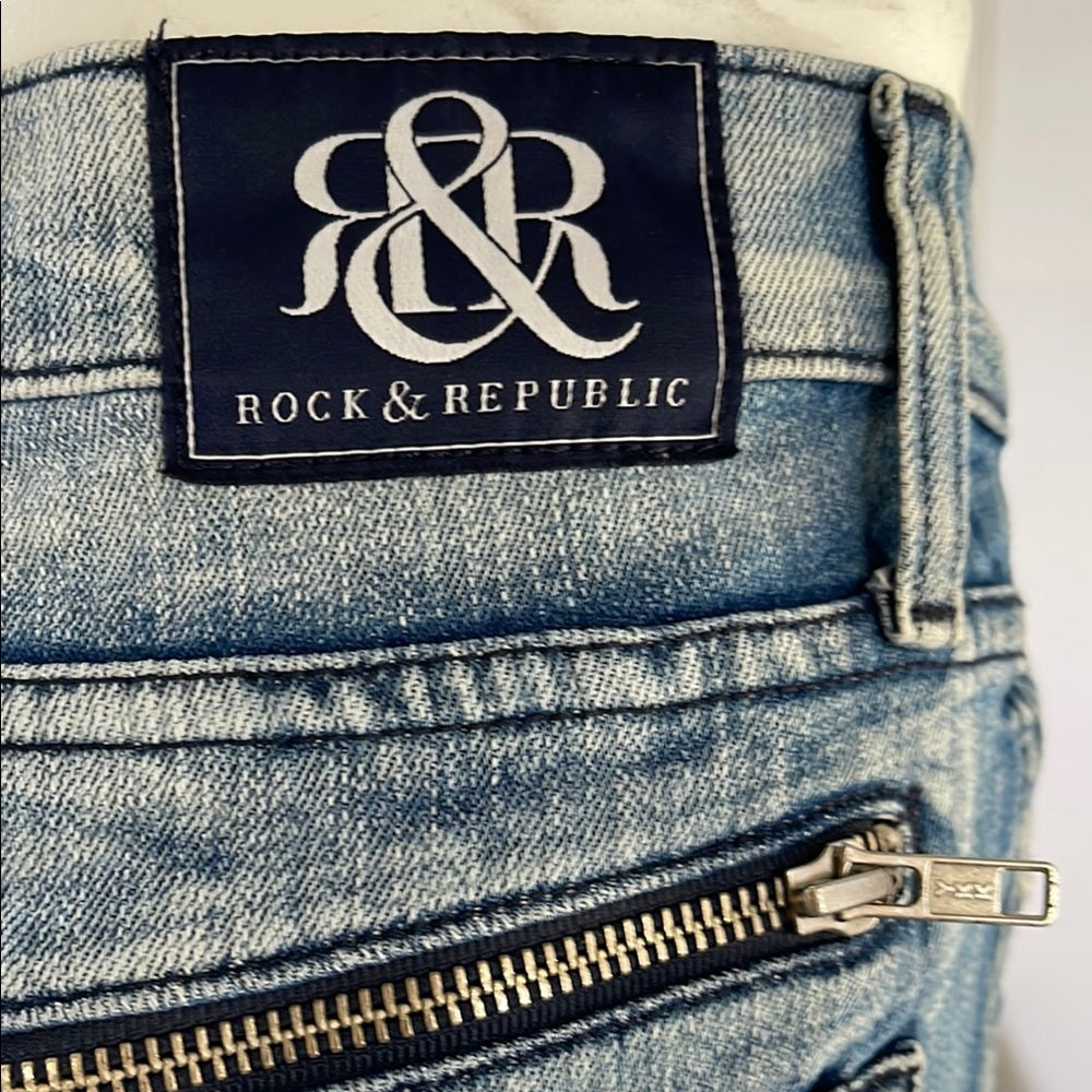 Rock & Republic Women's Blue Denim Cargo Jeans size 27