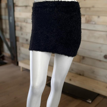 Jade - Black Fuzzy Mini Skirt