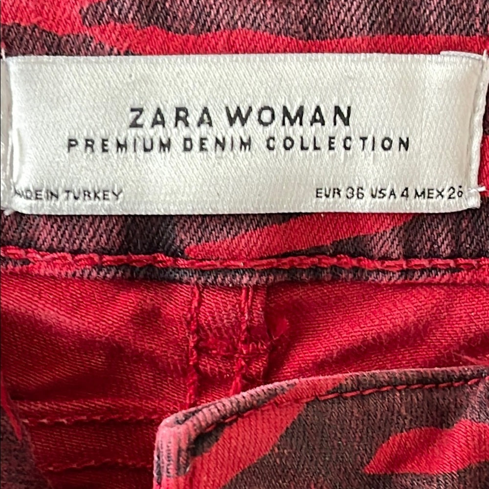 Zara woman Red Zebra Print Women's Jeans size 2