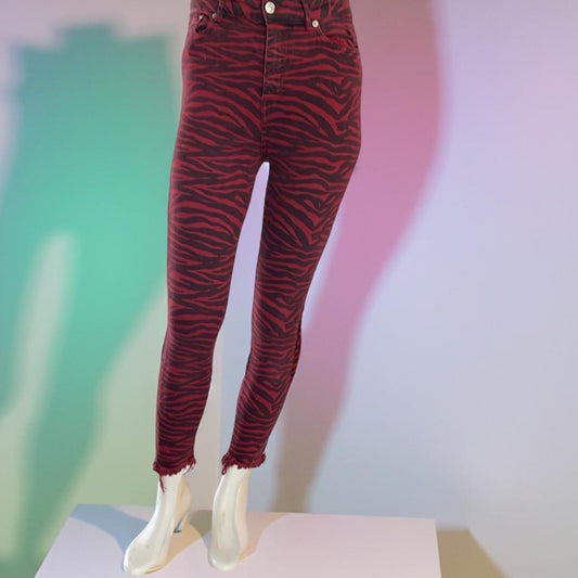 Zara woman Red Zebra Print Women's Jeans size 2
