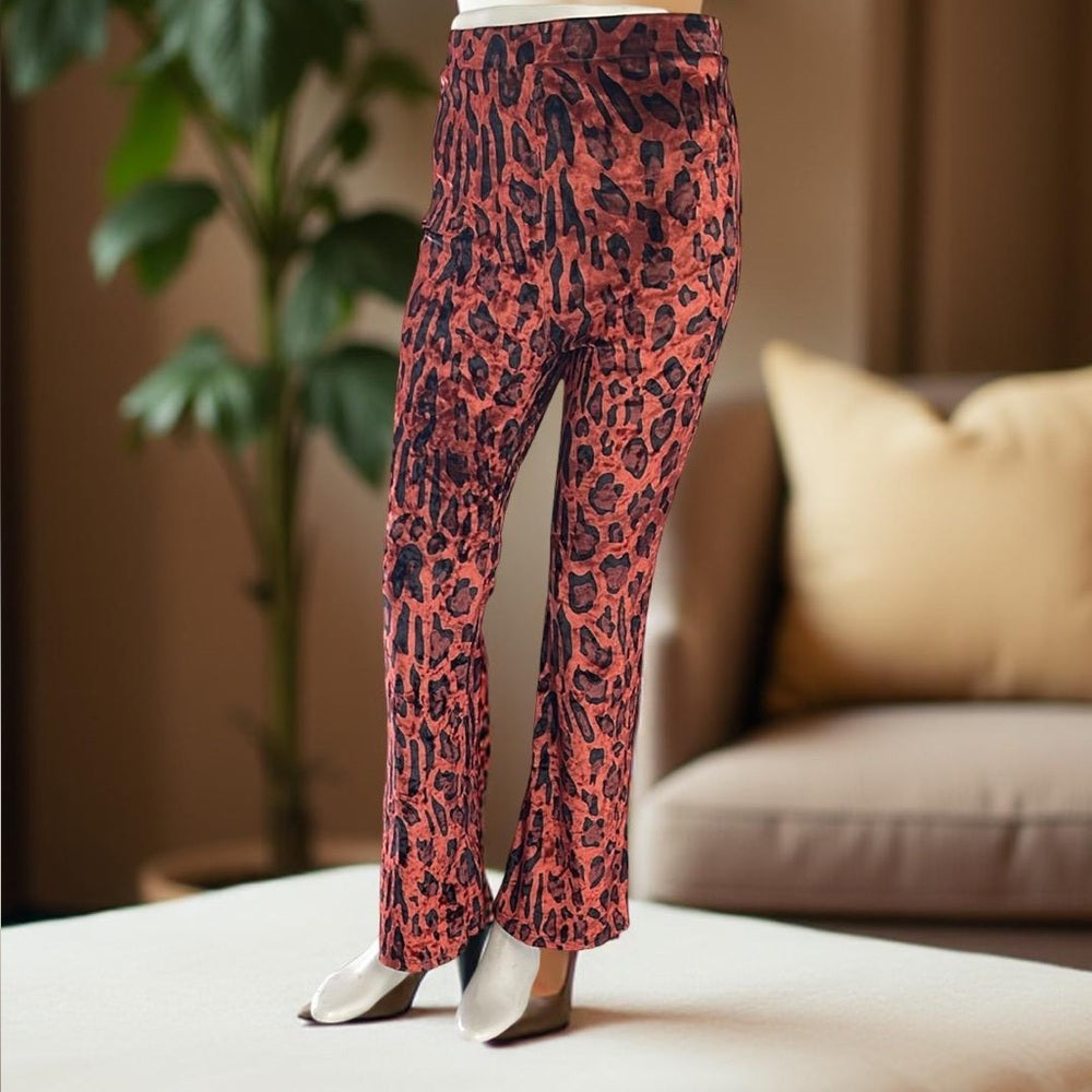 Leopard Print Velvet like Pants size S